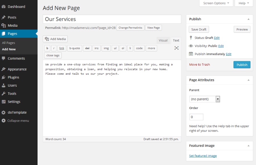Create a Page - Add new page
